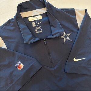 Nike Mens Large Navy Dallas Cowboys On Field Apparel Quarter-Zip shirt